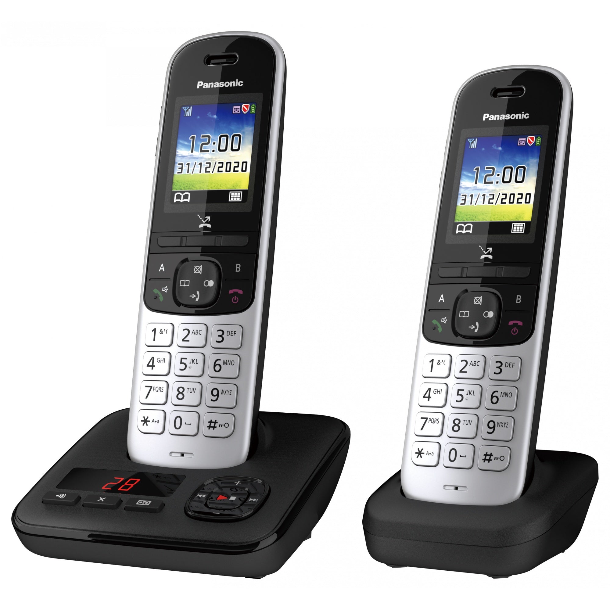 Panasonic Schnurlostelefon mit AB KX-TGH722GS Duo - schwarz Panasonic Schnurlostelefon mit AB KX-TGH722GS Duo - schwarz